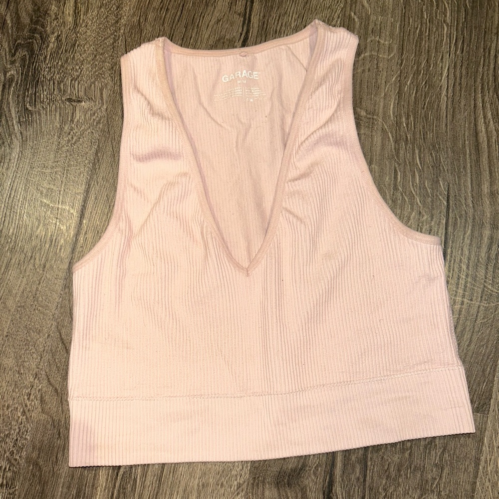 Garage Light Pink Ribbed Sleeveless Top